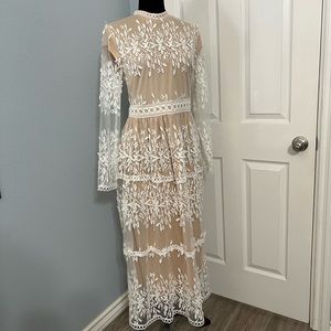 Beautiful White/Tan Lace Dress